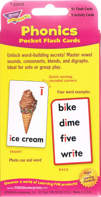 Phonics Pocket Flash Cards (Cards with Words and Images)