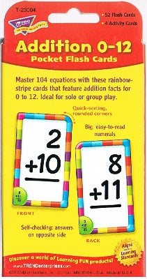 Addition 0-12 Pocket Flash Cards (Cards with Multi-Color Border)