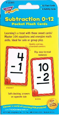 Subtraction 0-12 Pocket Flash Cards (Cards with Red Candy Border) [MC]